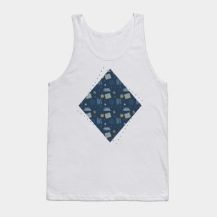 Green & Blue Geometric Book Pattern Tank Top